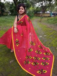 Handloom Woolen Work Silk cotton saree