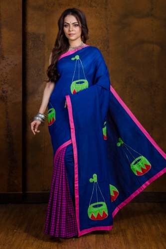 New Arrival Applique work Cotton Saree