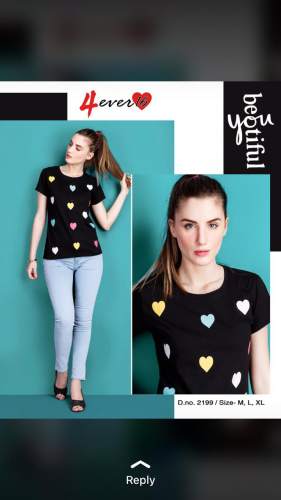 Ladies Heart Print Fancy T Shirt by NARENDRA FABRICS