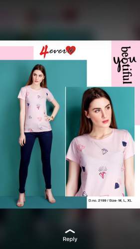 Ladies Heart Print T shirt by NARENDRA FABRICS