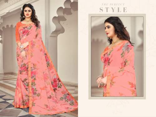 Georgette Floral Print Saree by ns textile