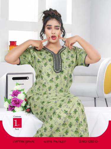 Designer Printed Cotton Night Gown at Rs.469 Piece in surat offer