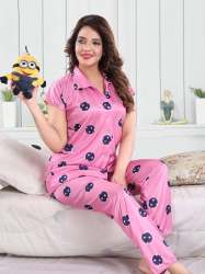 Satin Digital Printed Shirt Night Suits 