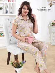 Super Floral Print Satin Night Suit 