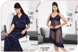 Two Piece Satin net Nighty 