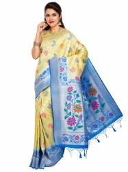 Beautiful Lime Yellow Banglory Art Silk Saree