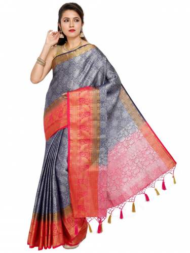 Designer Light Grey Art Silk Weaving Saree