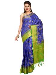 Functional Wear Parrot Green Silk Saree 