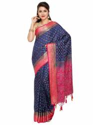 Party wear Art Silk Pink and Blue saree