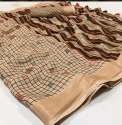 chiku-color-checks-pattern-linen-saree