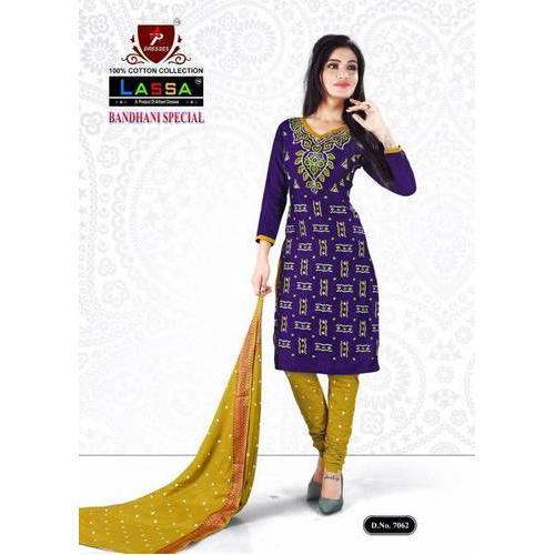 Casual Wear Cotton Bandhani Dress Material  by Fashion Fusion