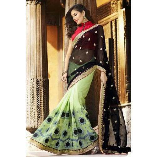 Party wear Chiffon Embroidered Saree by Fashion Fusion