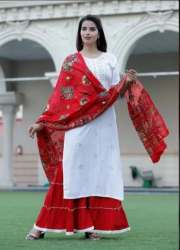 Rayon Stitched Sharara suit for Ladies 