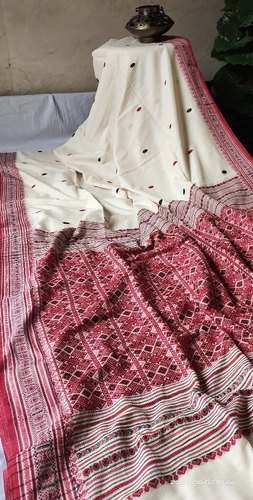 Pure Assam Khadi Jamdani Saree by Srestha Unique Boutique