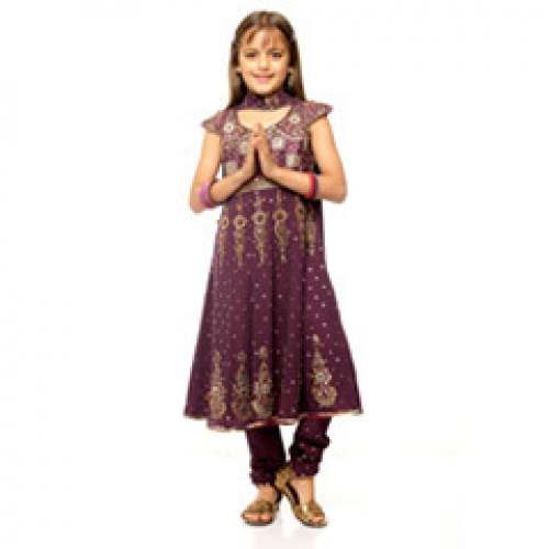 Kids Girls Violet Anarkali Suit by Swati Creation Private Limited