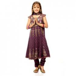 Kids Girls Violet Anarkali Suit