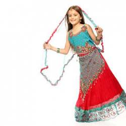 Kids Red And Blue Lehenga Choli