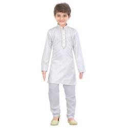 White Cotton Boys Kids Kurta