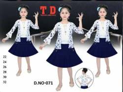 Kids Casual Skirt And Round Neck Top