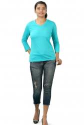 Ladies Bottal Green V-Neck T shirts