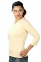 Ladies Cotton Cream V-Neck T shirt thumb 1