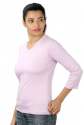 Ladies Cotton Pink V-Neck Tshirts thumb 1