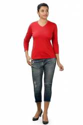 Stylish Girls Plain V-Neck T shirts