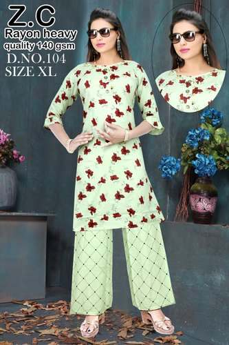 Rayon Fancy Casual Kurti Palazzo Set