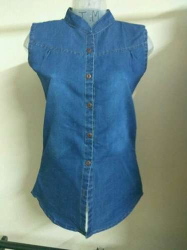 Designer Sleeveless Jeans Top  by Fashion India