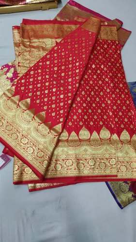 Pure Katan Silk Red Banarasi Saree  by Pawan Kumar Mohata and Bros