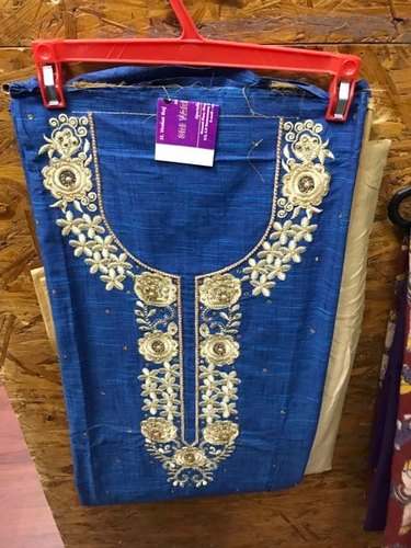 Pretty Blue Embroidered Dress Material 