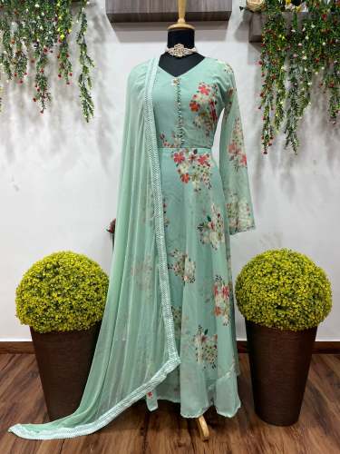 Fancy Georgette Gown With Najmin Dupatta
