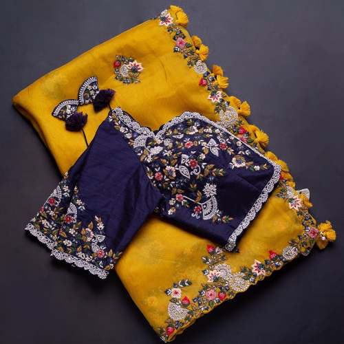 Kenzy Silk Embroidery Work Sequence Saree