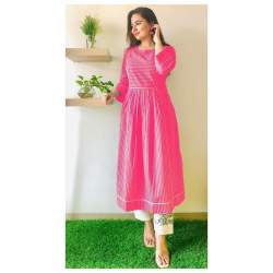 New Arrival Simple Pink Kurti With Pant Set