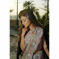 Pure heavy organza with Beautiful work saree