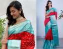 Soft Lichi Silk Designer Saree thumb 3