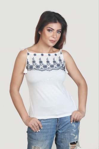 Designer Printed Sleeveless Top  by A U Exports