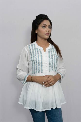 Chikankari short Ladies tops SHT44  by paarangat designs