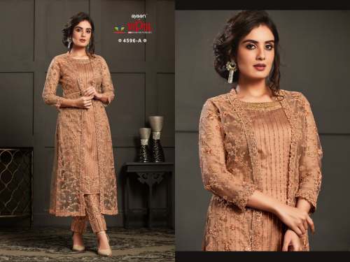 Fancy Butterfly Net Embroidery Pakistani Suit