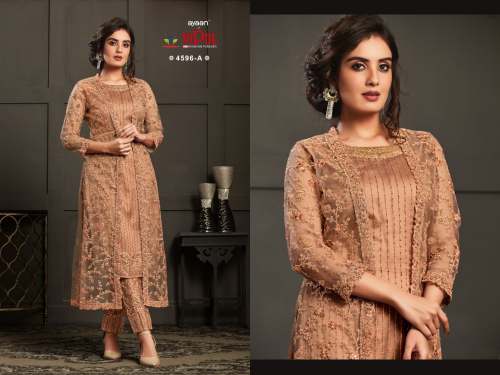 Fancy Butterfly Net Embroidery Pakistani Suit by Jeenal Fashion