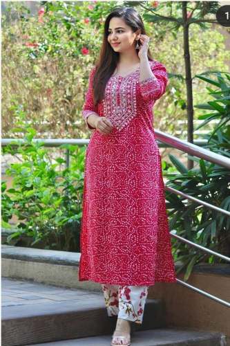 Pink ALine Cotton Printed Jaipuri Kurti at Best Price in Jaipur  Jain  Synergy N Fabtex