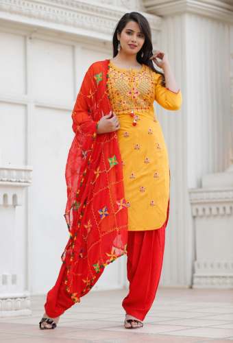 Patialya With Dupatta Mirror Embroidery Work Suit by Anandam