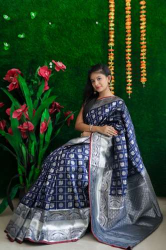 Lichi silk Saree With beautiful pallu by Royal Rajgharana Sarees