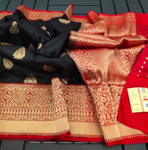 Black Banarasi Katan Silk Saree