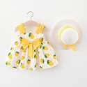 Fancy Floral Printed Kids Frock With Cap