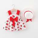 Fancy Floral Printed Kids Frock With Cap thumb 3
