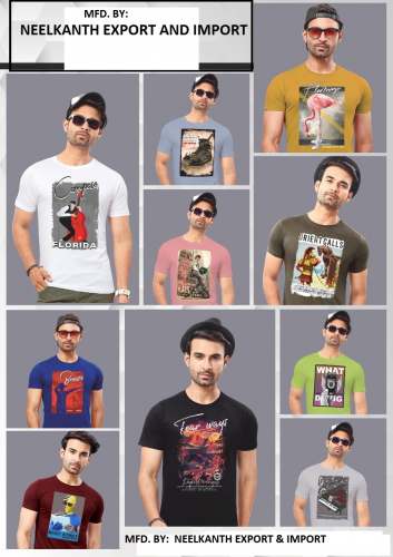 COMBED COTTON ROUND NECK PRINTED T-SHIRTS by NEELKANTH EXPORT AND IMPORT