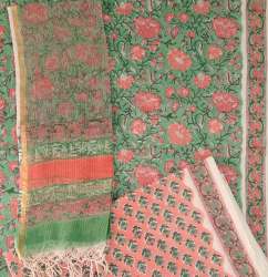 Handblock Print Cotton Suits with Doriya Dupatta