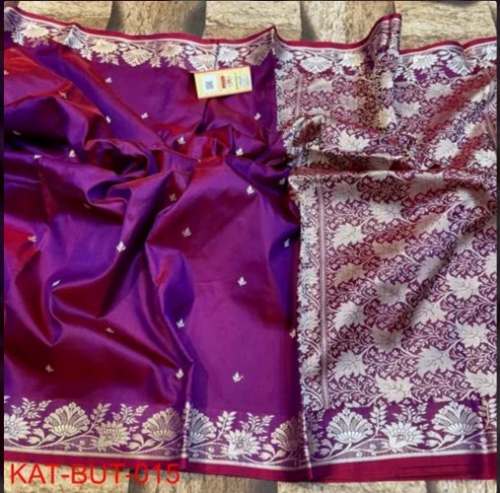 Purple Pure Katan Silk Saree For Women by AK Enterprises