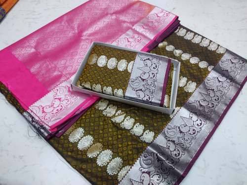 Semi Silk Embose Art Silk saree by VS Traders